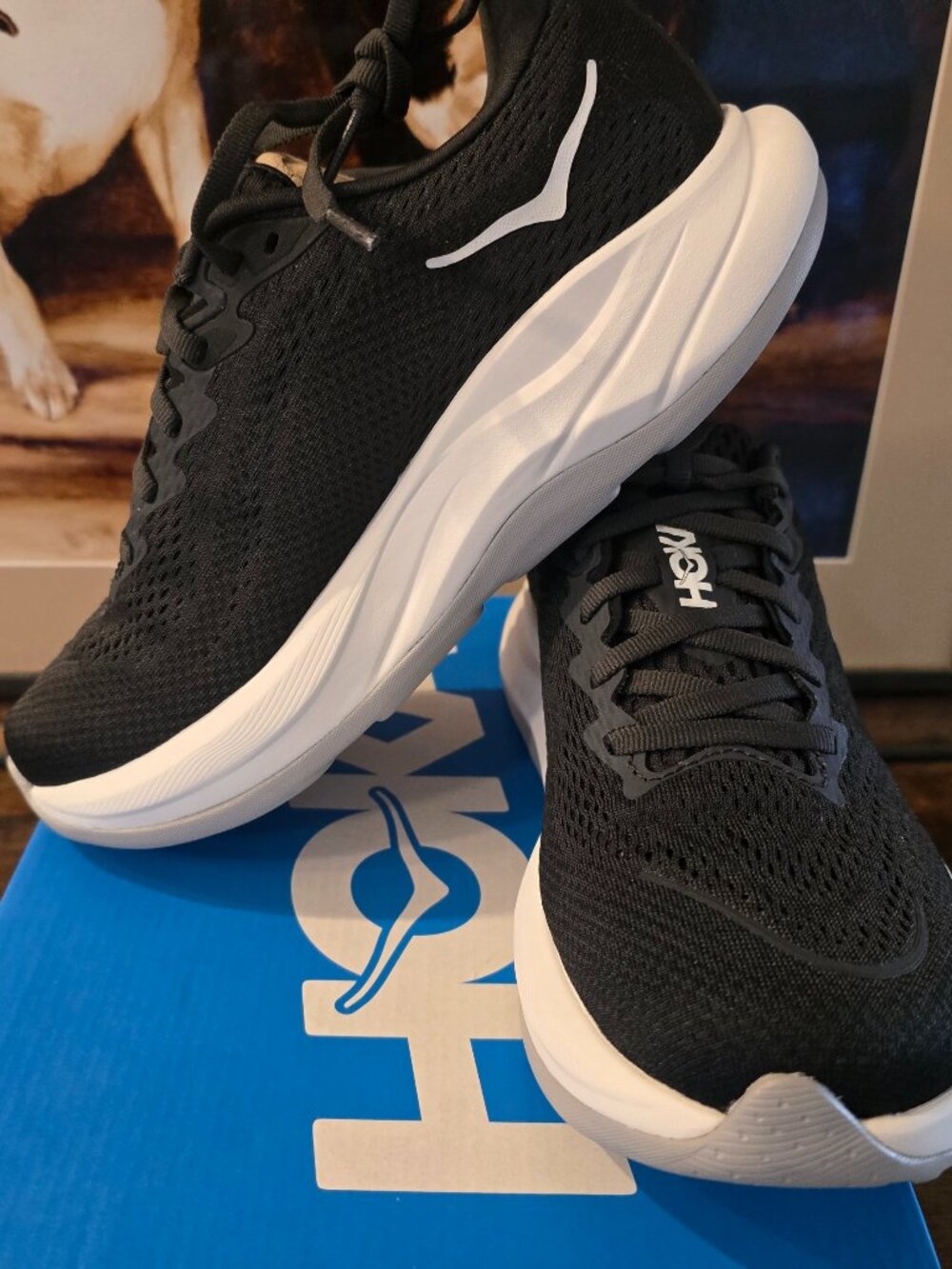 HOKA Rincon 4 Women's Running Shoes Black/White Size 7 D WIDE 1155133-BWHT NEW